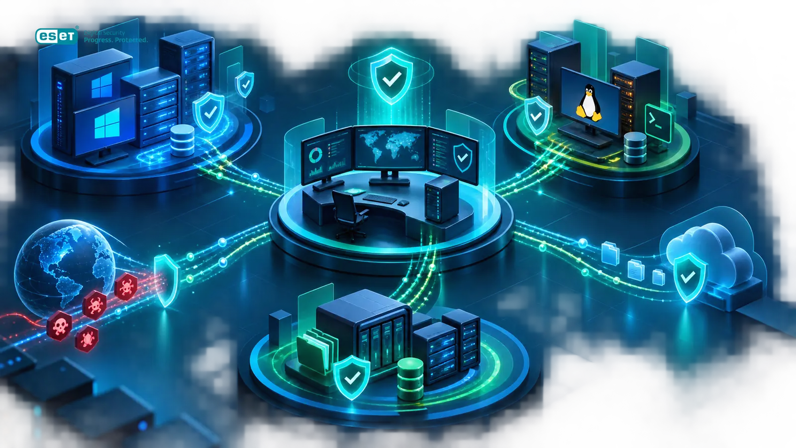 معماری حفاظت ESET Server Security برای Windows Server، Linux، ذخیره‌سازی شبکه و مدیریت مرکزی