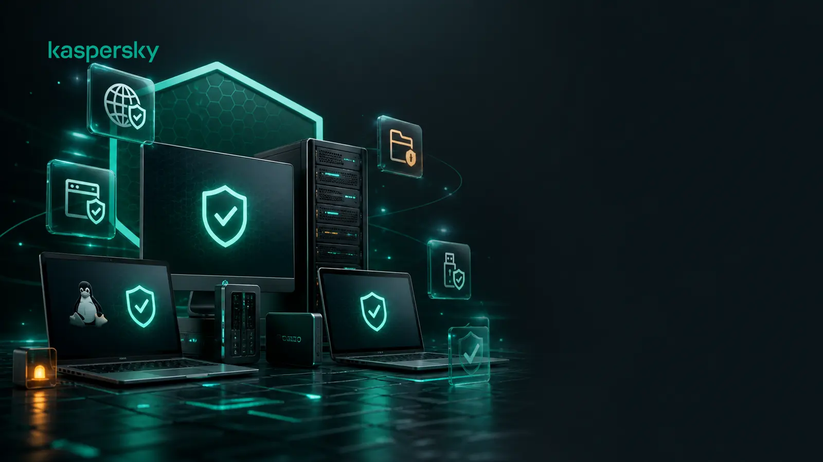 لایه‌های حفاظتی Kaspersky Endpoint Security شامل Anti-Ransomware، Web، Application و Device Control